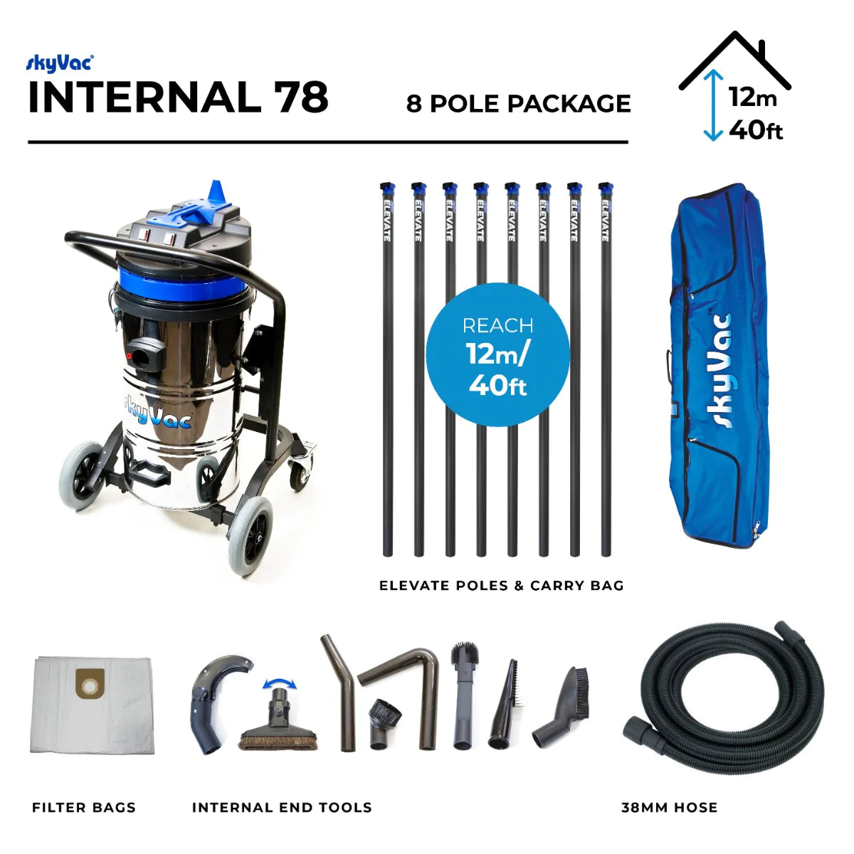 SkyVac®️ 78 Internal High Dusting Vacuum System