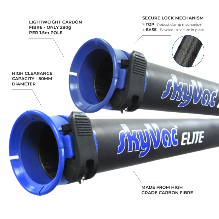 Bâtons en fibre de carbone SkyVac® Elite avec tuyau, col et outils d'extrémité (au choix)