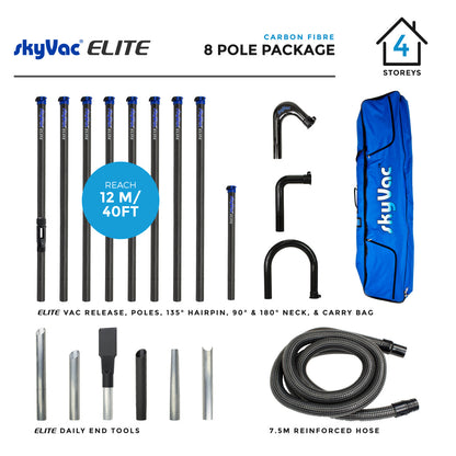 Bâtons en fibre de carbone SkyVac® Elite avec tuyau, col et outils d'extrémité (au choix)